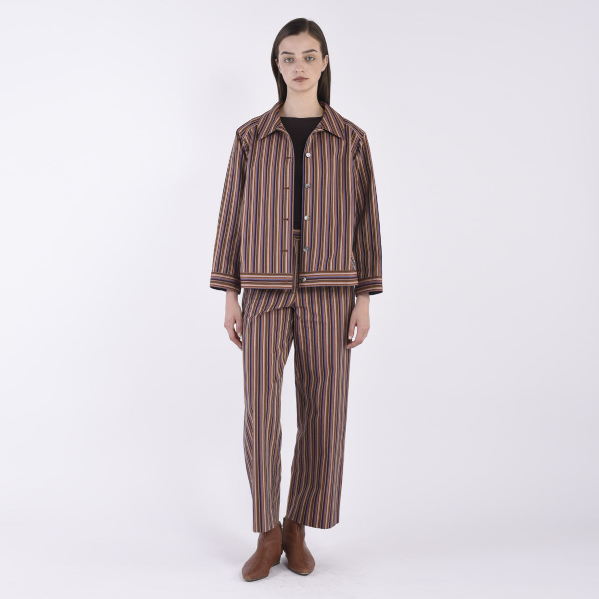 Mikawa Cotton Stripe Wide Pants