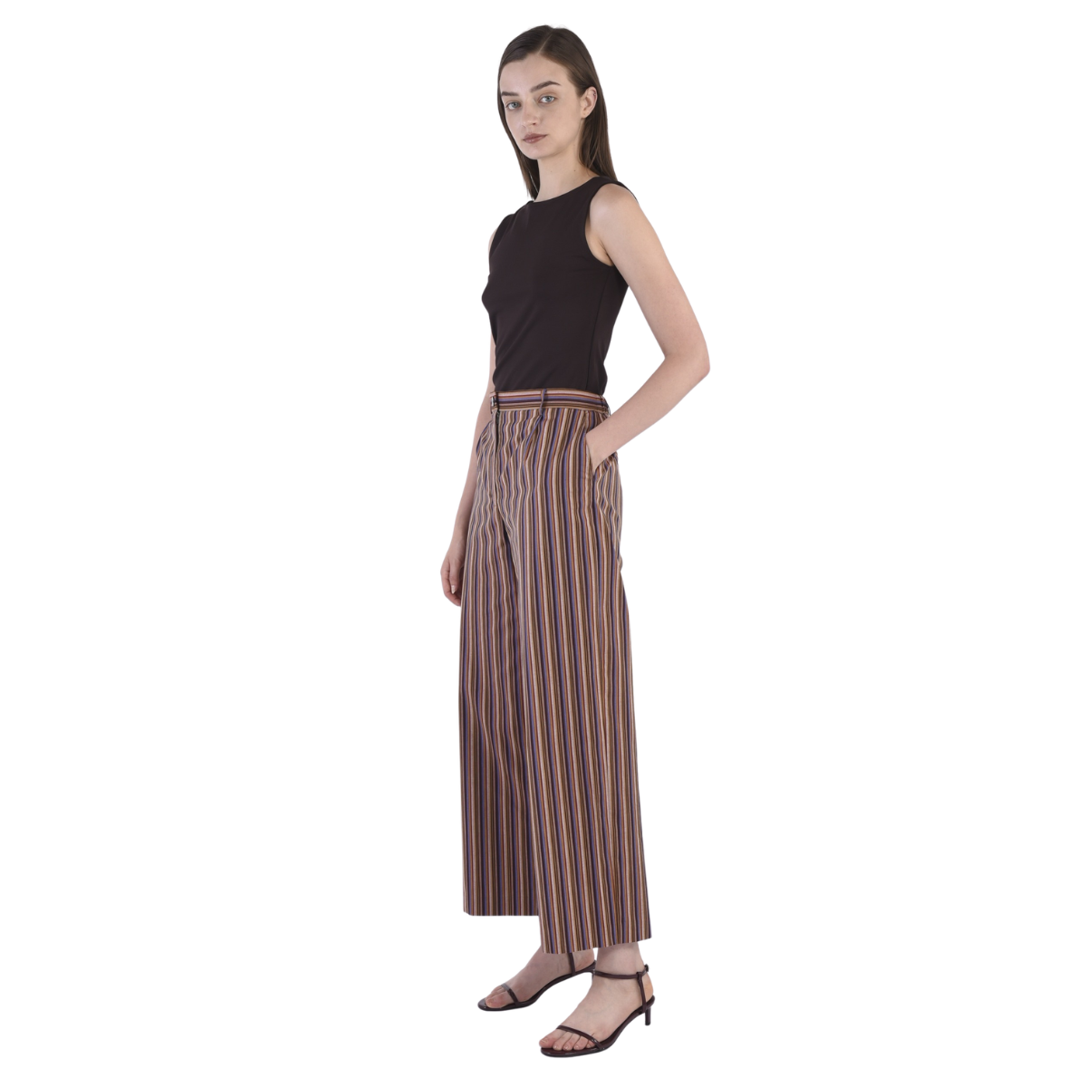 Mikawa Cotton Stripe Wide Pants