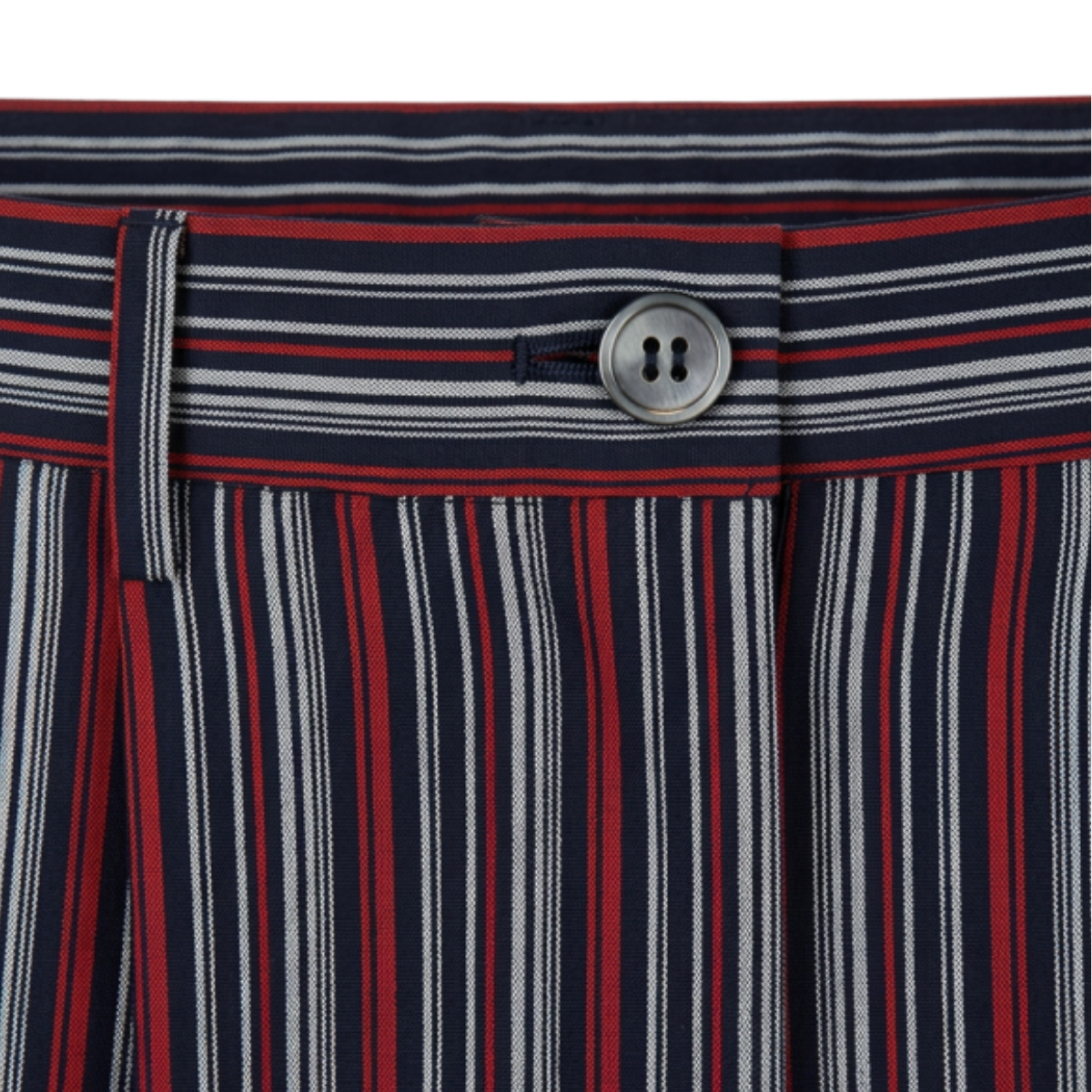 Pantalon large rayé en coton Mikawa