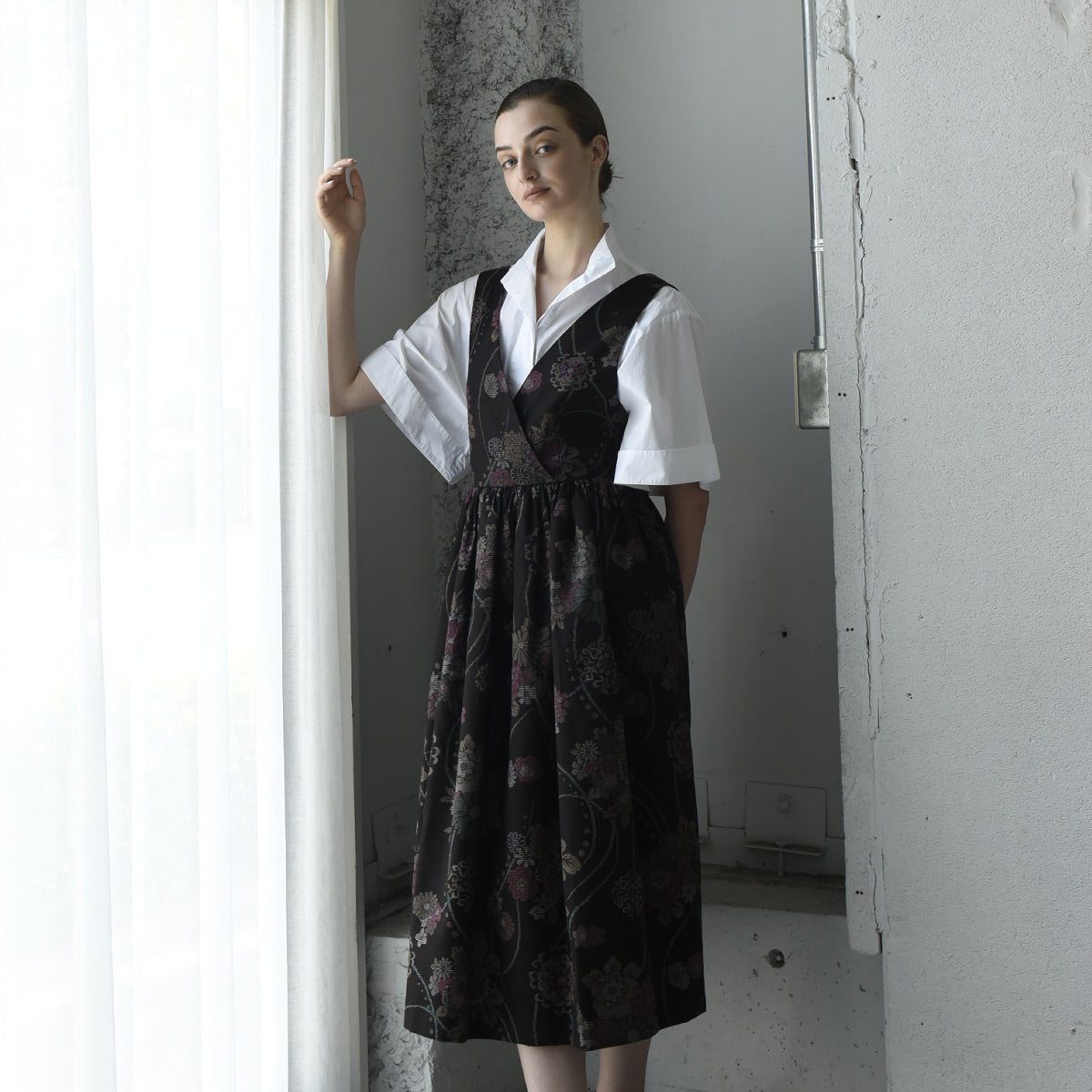 Kimono Print Cotton Jumper Skirt