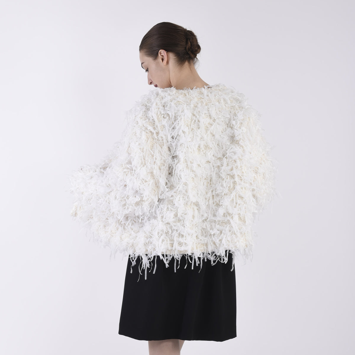 Shaggy Tweed No Collar Jacket_white