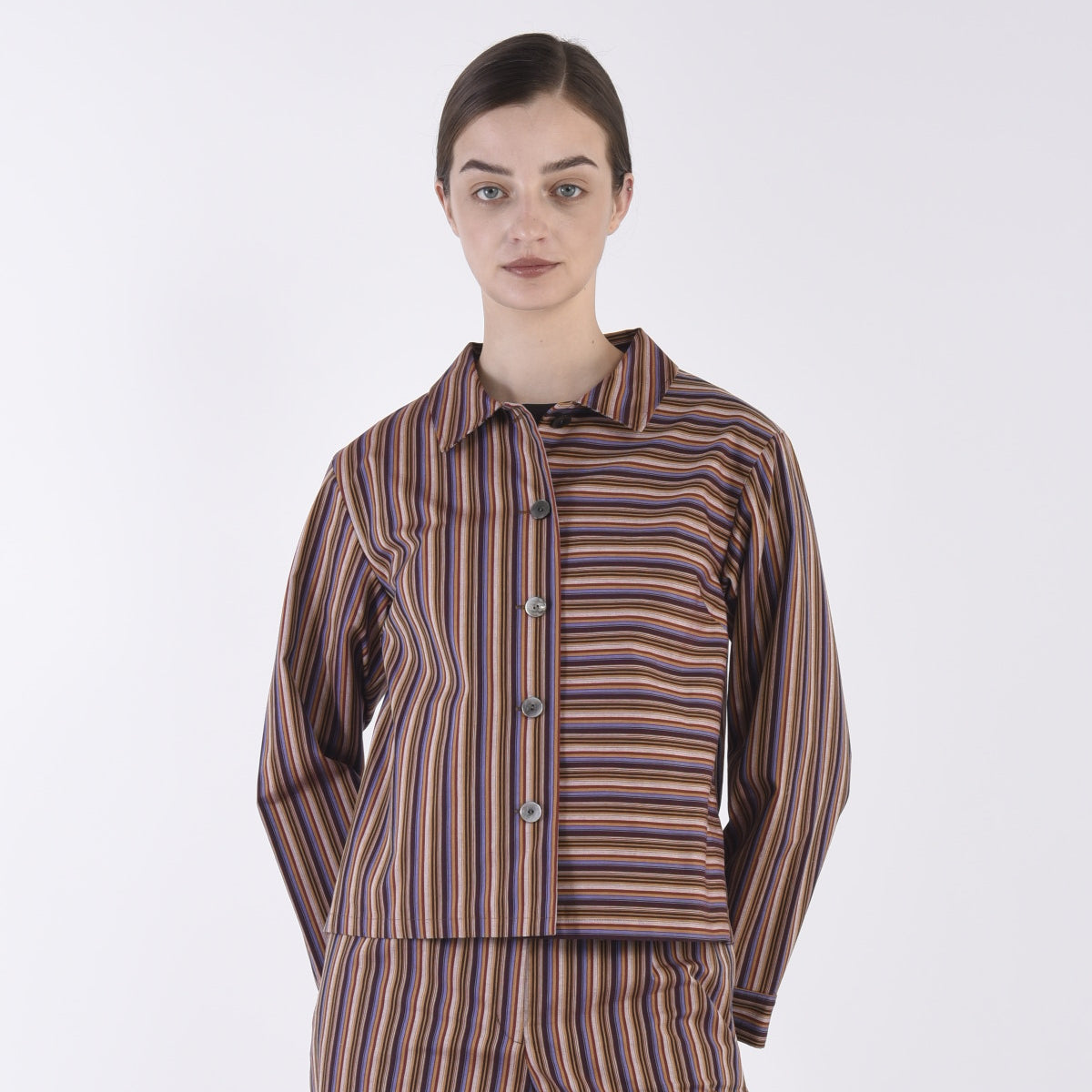 Mikawa Cotton Stripe Shirt Jacket