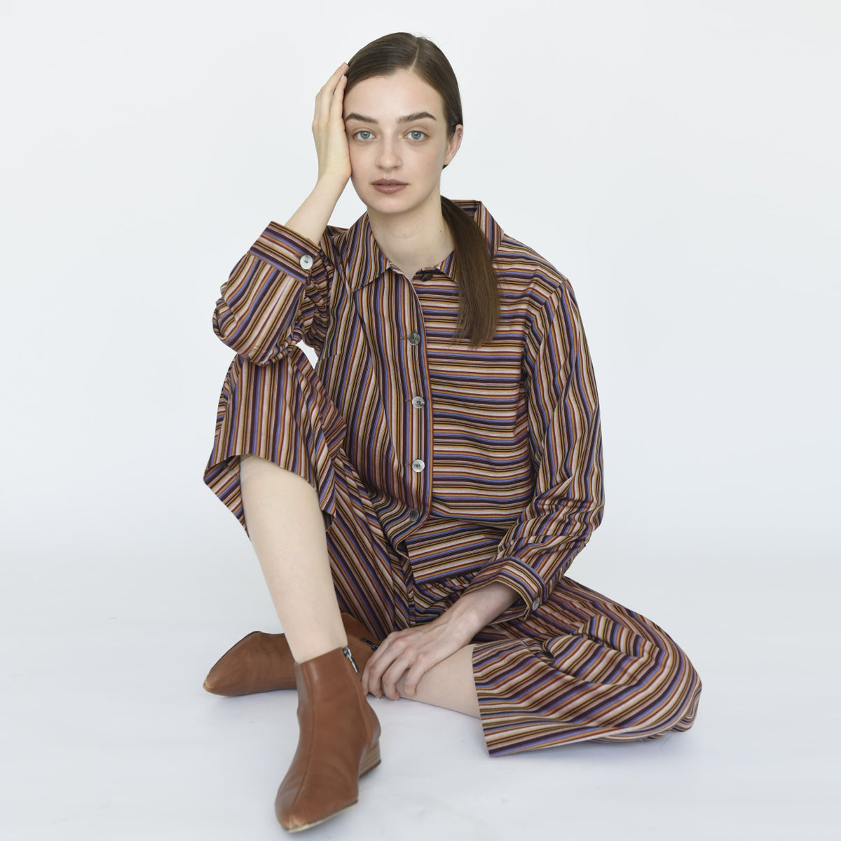 Mikawa Cotton Stripe Shirt Jacket