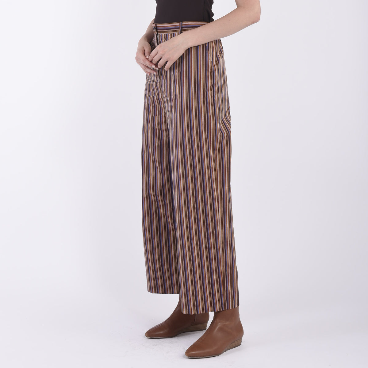 Mikawa Cotton Stripe Wide Pants