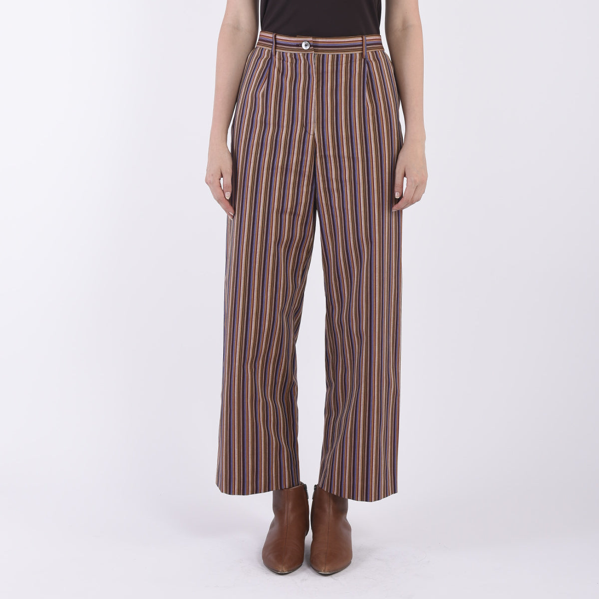 Mikawa Cotton Stripe Wide Pants